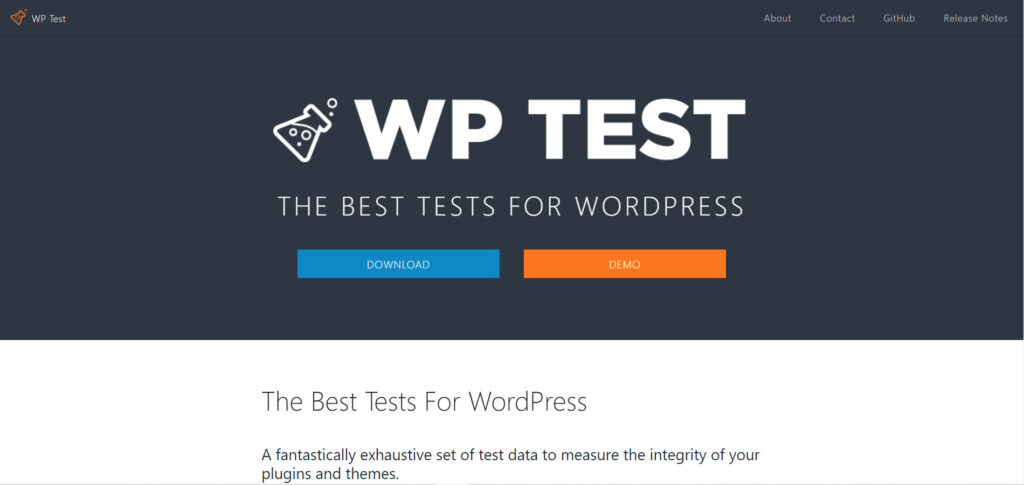 Первая страница сайта wptest.io